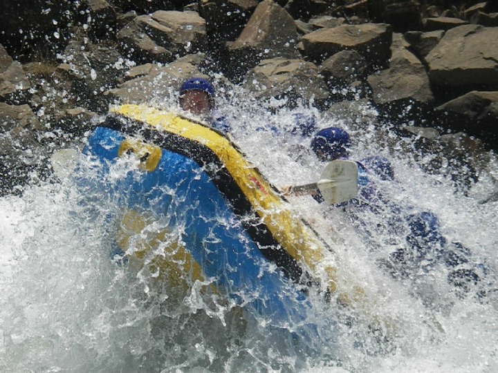 getting wet while rafting on the Ash River outside Clarens