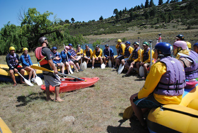 all the ins and outs getting explained before your white water river rafting adventure