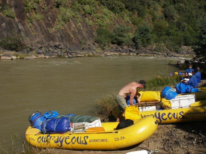 packed and ready to rumble on a multi-day river rafting trip on the Mkomazi River.