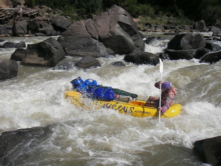 the boss-man himself negotiating the rapids on the Mkomazi River in a heavily packed croc